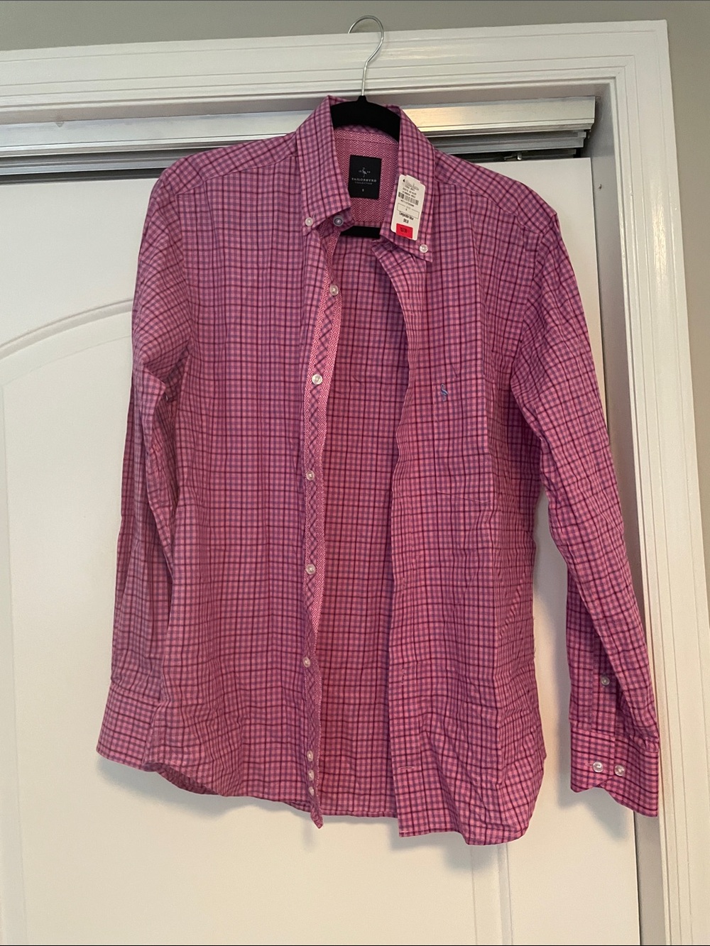 NWT! Tailorbyrd Men's Pink Checked Button-Down Shirttto